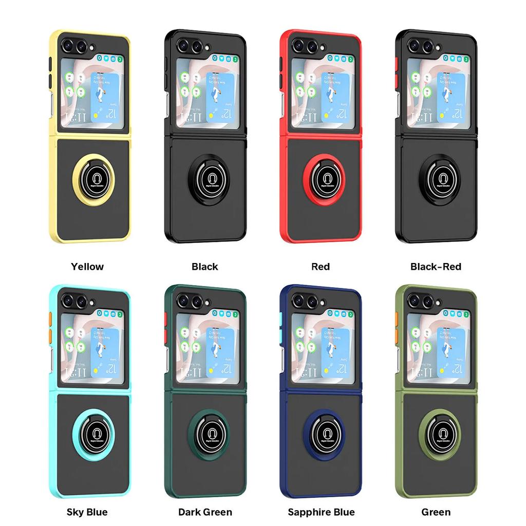Shockproof Matte Phone Case for Samsung Galaxy Z Flip 6 5 4 3 Protective Cover Ring Stand Holder Shell Business Full Protection