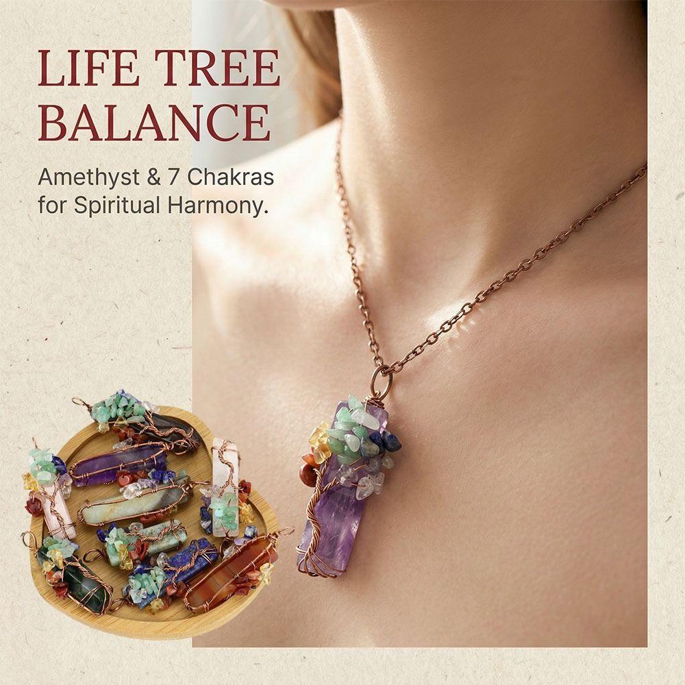 Tree Of Life Design Crystal Tree Of Life Irregular Crystal Crushed Stone Pendant  Gift For Women