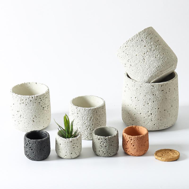 Sheng Yu Nordic Cement Flower Pot: Simple, Creative Volcanic Rock-Inspired Indoor Planter for Green Plants and Succulents