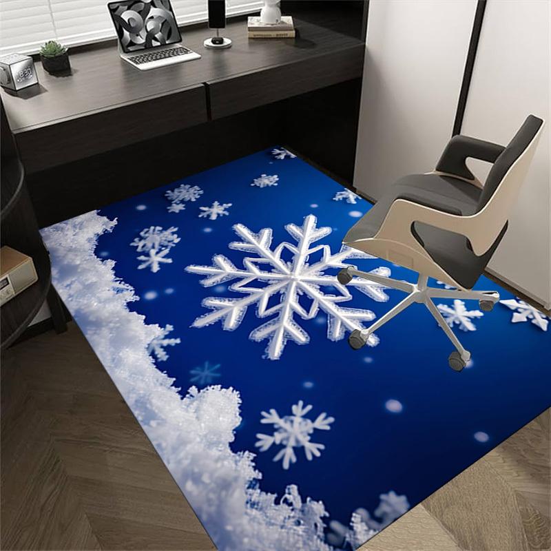 snowflake winter Crystal Velvet Office chair mat Area Rug - Non-Slip, Floor Mat, Office Desk Chair Rugs,Christmas Gift-1106105