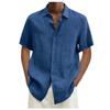 Designer Spring Summer Men's Casual Cotton Linen Solid Color Short Sleeve Shirts Loose Shirts