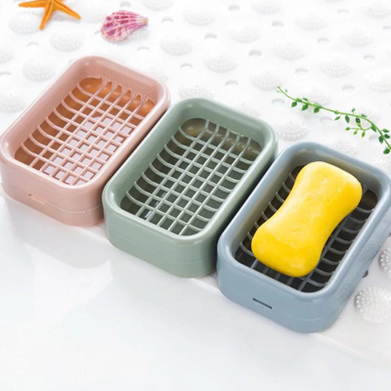 1PC Soap Holder Double-layer Bathroom Accessories Plastic Shower Soap Dish Non-slip Draining Tool Drainage Soap Box