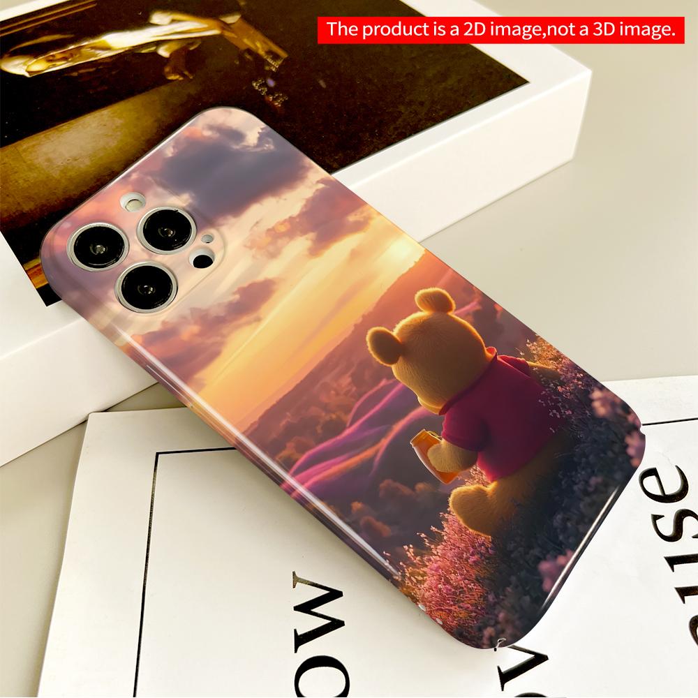 2DFlat Winnie the Pooh Sunset Meadow Scene All inclusive film hard phone case, compatible with iPhone 18 Pro Max 17 16 15 14 13 12 11