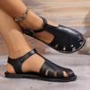 2024 женская обувь высокого качества с закрытым носком, женские сандалии, модные повседневные сандалии с пряжкой и ремешком, женские новые сандалии на плоской подошве больших размеров