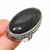 Ювелирное кольцо с серебряным блеском, обсидианом 925 пробы, посеребренное, размер 7,5
