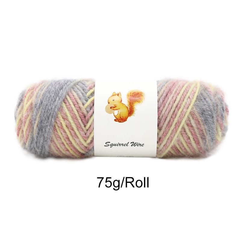 75 г/рулон пряжи Squirrel Cashmere Пряжа для шапок, шерстяная пряжа для вязания, разноцветные нитки для ручного вязания, перчатки, пряжа для вязания крючком, шарф, смешанная зима