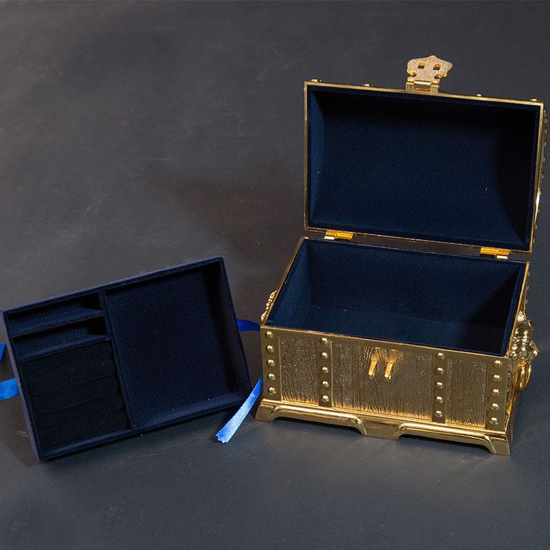 Korean Retro Pirate Treasure Chest Jewelry Box - Metal Craft Home Decor & Wedding Gift