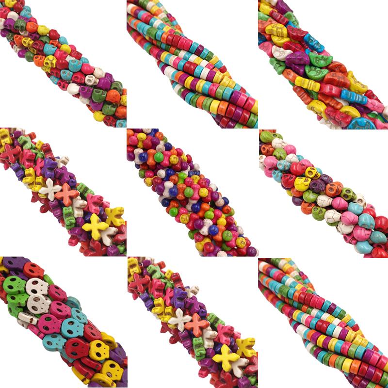 Череп Крест Цветок Плоские Бусины Луна Искусственные Бирюзовые Бусины-Проставки DIY Браслет Ожерелье Аксессуары