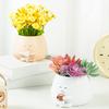 Face Planter Resin Cartoon Coffee Drinker Flower Pot Sitting Figure Succulent Planter with Drainage Hole for Indoor Outdoor Potted Plants