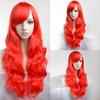 Парик 75 см парик большой красный косая челка длинные вьющиеся волосы парик на Хэллоуин женский длинный головной убор