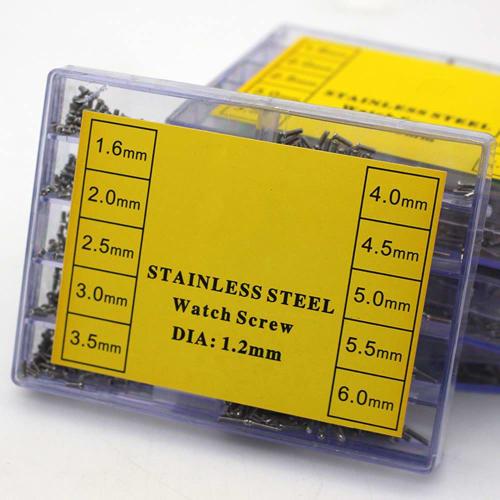 600pcs 1.2mm Stainless Steel Eyepieces Jewelry Watch Phillips Screw Assortment 1.6mm-6mm Watch Repair Parts