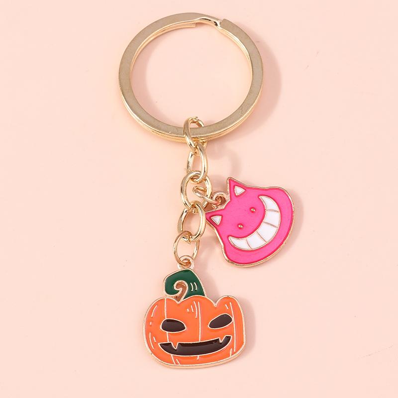 Cute Enamel Ghost Keychain Halloween Witch Pumpkin Bat Keyring Pendants for Car Key Holder Handbag Decor Jewelry  Accessories