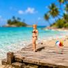 7 Pieces Bikini Beach Woman Fine Intricacy 1/64 Scale Resin Figure Scene Setting
