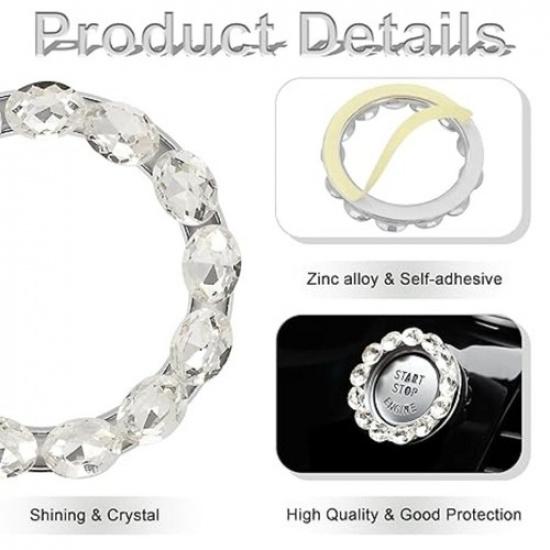 Bling Car Engine Start Button Cover Bling Interior Crystal Push Start White