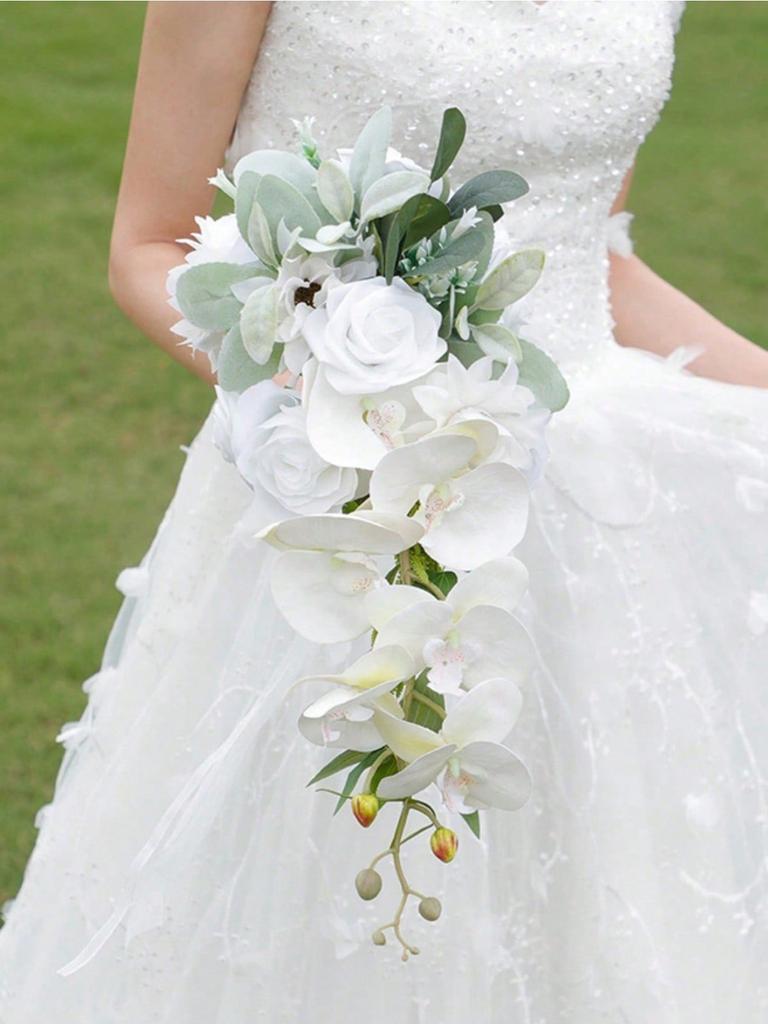 Букет невесты Каскадные свадебные букеты для невесты Искусственные свадебные букеты для свадебной церемонии и годовщины Декор на День святого Валентина