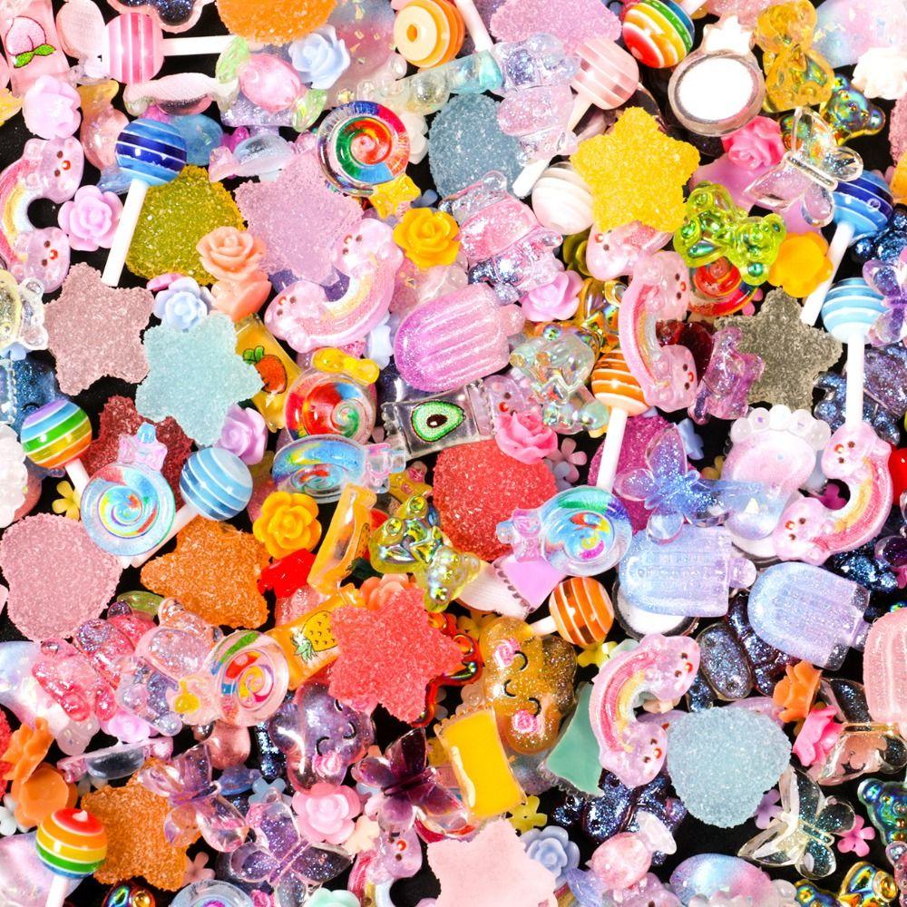 Lollipop Bead Butterfly Nail Art Decorations Mix Colors Nail Accessories DIY Manicure