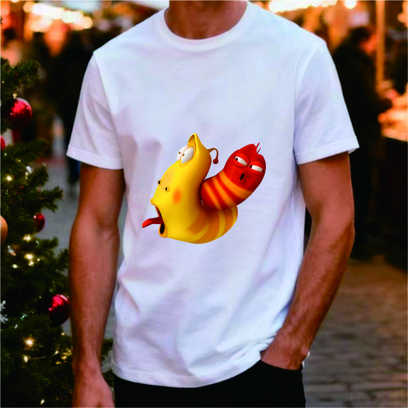 Very Funny Animated Larva Print Fashion Funny Tshirt Unisex Casual Top Springsummer Round Neck Short Sleeve Cotton Tshirt