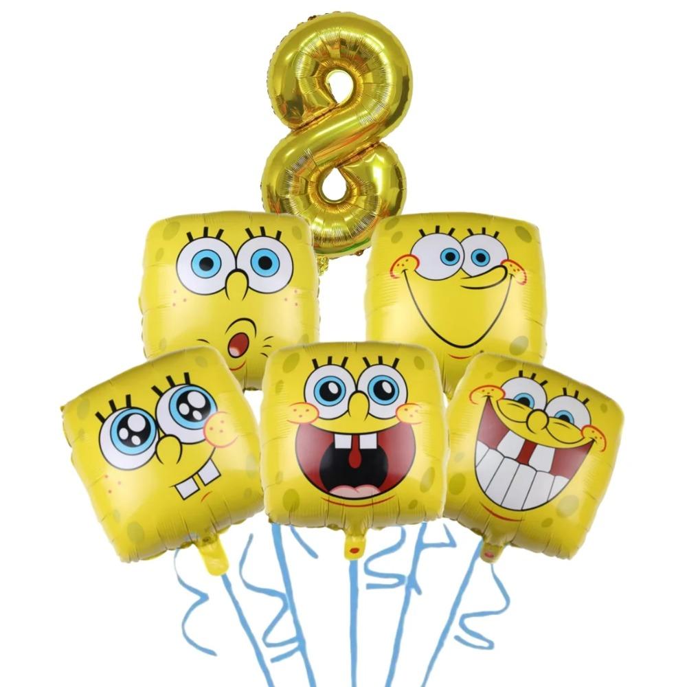 Cartoon SpongeBob Birthday Party Themed Disposable Tableware Balloon Set party Hat Mask Napkin Horn Banner Backdrop Baby Shower