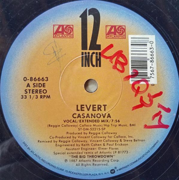 12-дюймовая пластинка LEVERT - Casanova / Throwdown 086673 Atlantic 1987 США Соул/Фанк Б/У