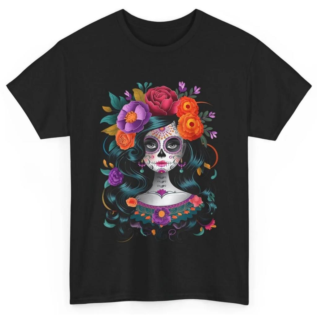 De Los Muertos La Catrina Day of the Dead Women Sugar Skull T Shirt
