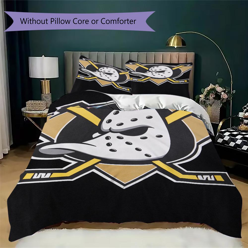 Anaheim Ducks Print Pattern Bedding,Quilt Set Quilt Cover Pillowcase Home Birthday Gift (1*duvet cover+2*pillowcase,without core)ZSJT0917124