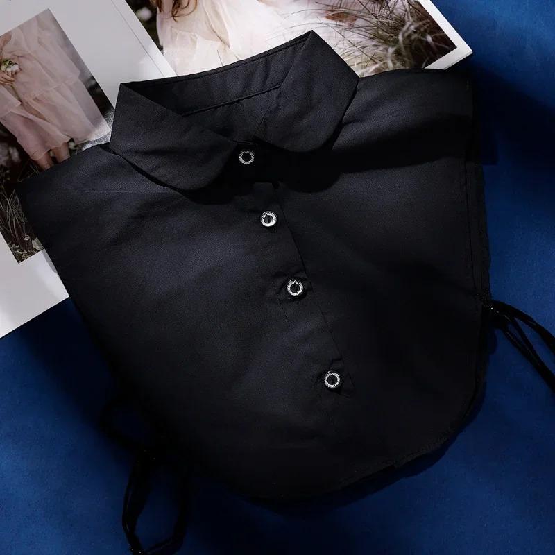 Женская хлопковая рубашка с искусственным воротником, съемные черные белые воротники, модная однотонная блузка с искусственным воротником, унисекс, аксессуары для одежды