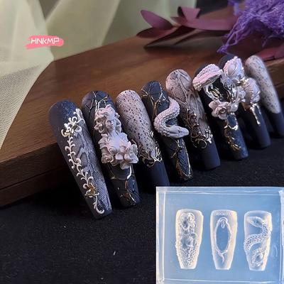 1 шт. 3D силиконовая форма для ногтей с дизайном девушки-змеи для DIY украшения ногтей, очаровательный инструмент для лепки для профессионалов ногтевого сервиса