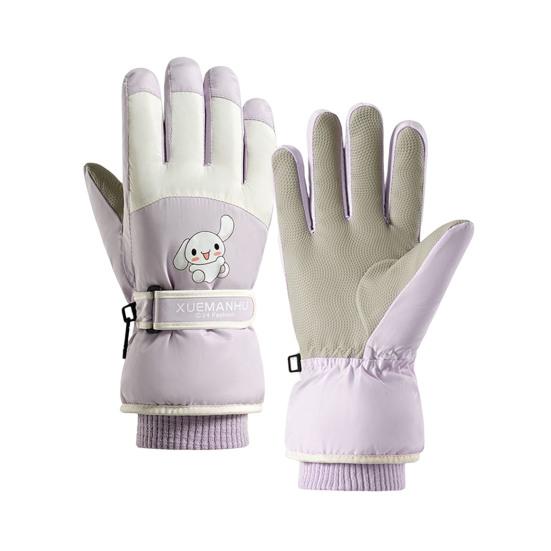Детские лыжные перчатки для холодной погоды, сноубординга, катания на санях, ветрозащитные бархатные теплые варежки с сенсорным экраном