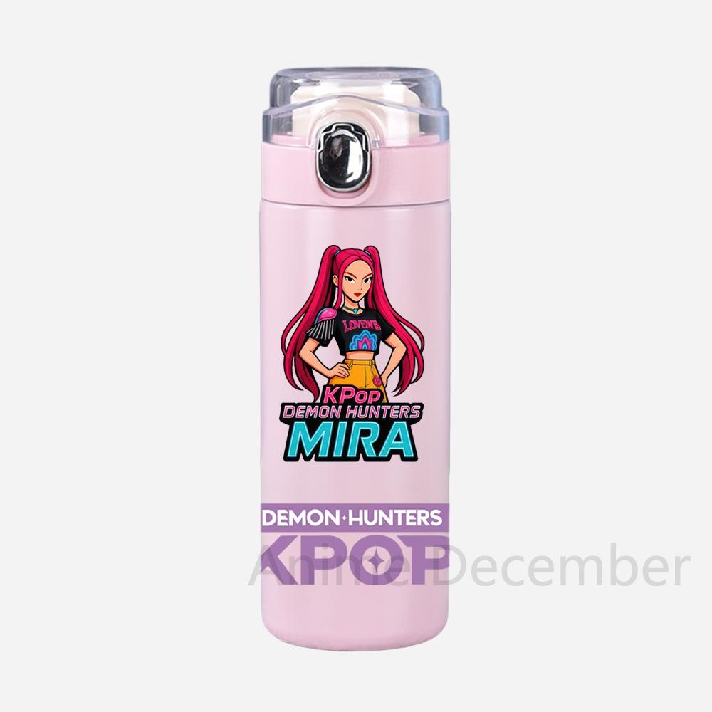 Аниме K-Pop Охотники на демонов Принтованная чашка-термос Портативная из нержавеющей стали 400 мл Бутылка для воды Герметичная Чашка для воды для кемпинга Подарки
