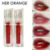 HER ORANGE Ice Flower Lip Glaze Stone Aqua Mirror Glass Lip Nectar Sense Lip Gloss Lipstick for Women
