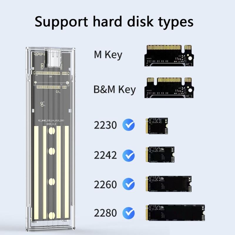 USB3.0 M.2 NVME / Опциональный корпус для жесткого диска Прозрачный корпус из ПК Малый размер для легкого осмотра оборудования и эффективного охлаждения