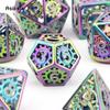 7 шт. красочные шестерни, металлические кубики, полые металлические многогранные кубики, набор, подходит для ролевой игры, настольной игры, карточной игры
