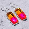 Bi-Color Tourmaline Gemstone Handmade 925 Sterling Silver Earring 2.01" E5B81