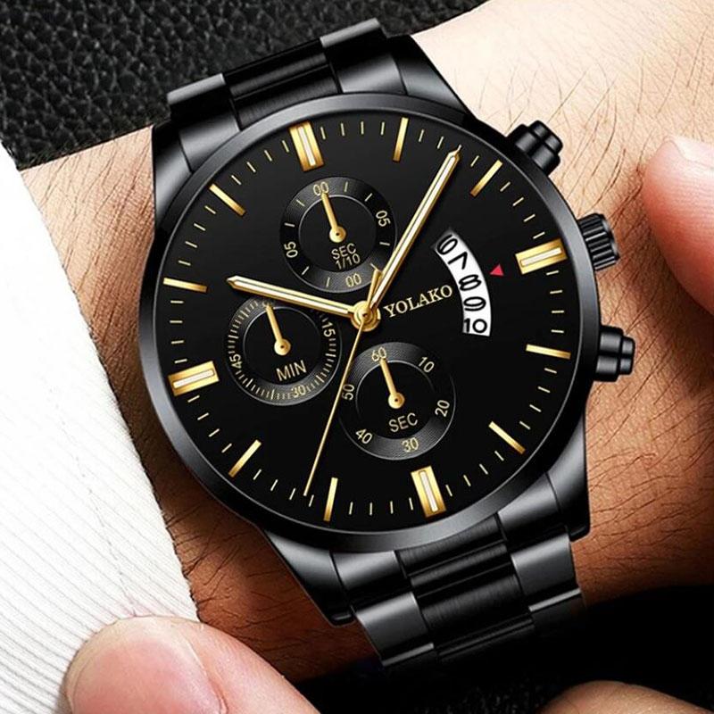 Watch Business Watch Quartz Leather Date Calendar Watch Clock Stainless Steel Luxury Men's Fashion Three Eyes Six Pin Calendar Men's Watch AVE