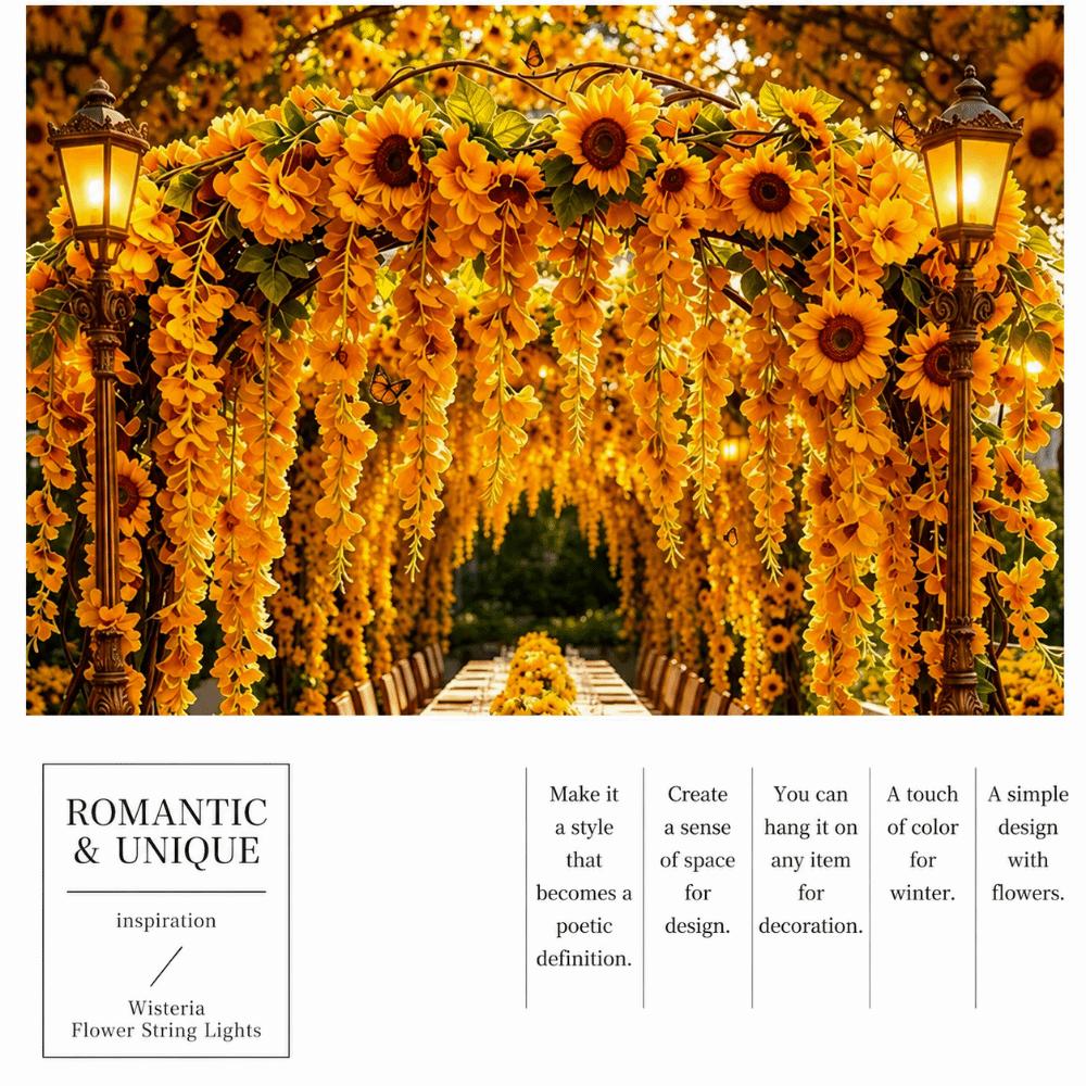 Hanging Design Artificial Wisteria Flower Vine Cherry Flower Faux Flower Vine Wedding Decoration