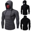 Hooded T-Shirt Men's Elastic Fitness Halloween Men's Long Sleeve T-Shirt Skull Mask Design Jacket