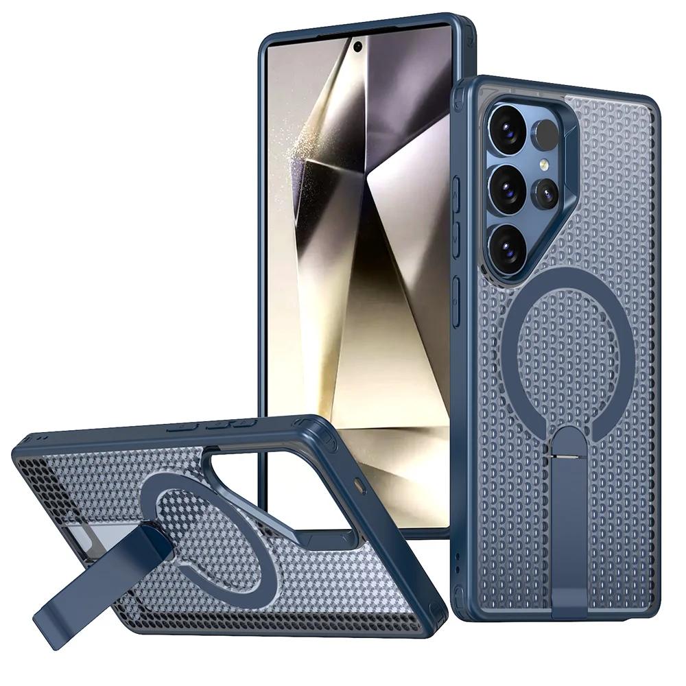 Чехол для Samsung Galaxy S25 S24 S23 S22 Ultra Plus S25Edge S24FE M56 F56 с отводом тепла, скрытой подставкой, магнитный, противоударный