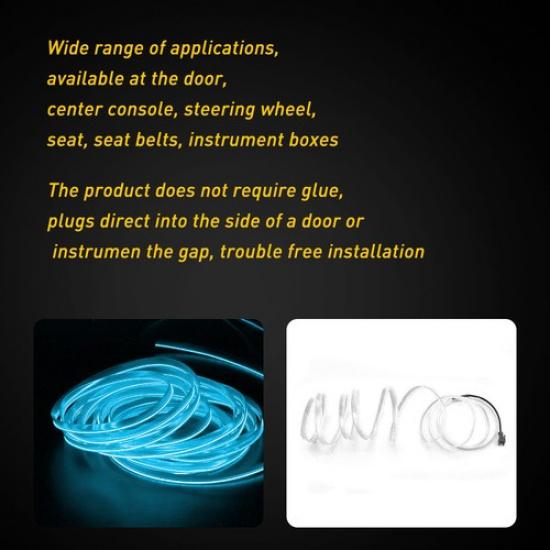 IceBlue LED Auto Car Interior Decor Atmosphere Wire Light Strip Lamp Accessories