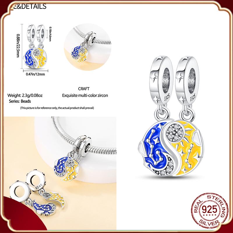 Подвески Plata De Ley S925, серебряный хамелеон, светящийся светлячок, самолет, чемодан, подходит для S925, оригинальные браслеты, кулон, ювелирные изделия своими руками