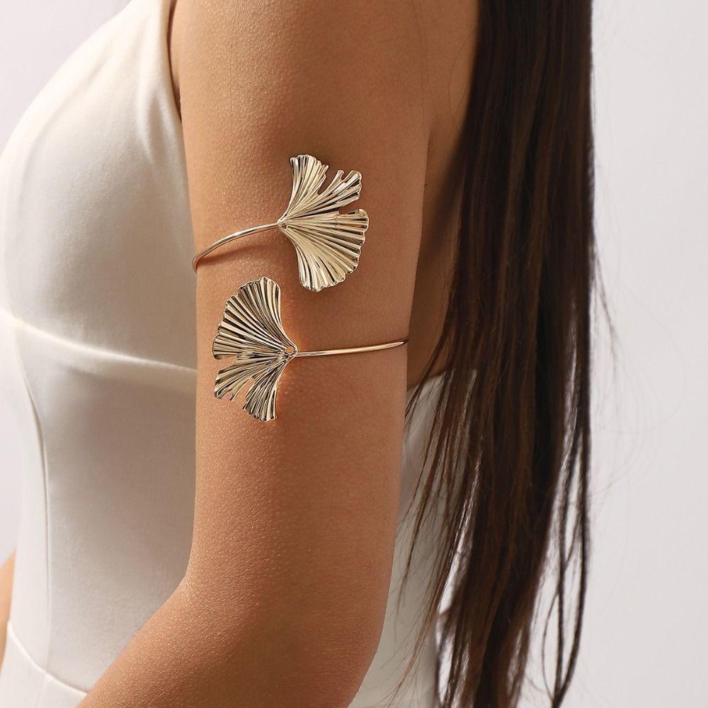 Adjustable Opening Cuff Bracelets Leaf Circle Upper Arm Bracelet  Arm Accessories