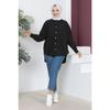 Stone Detailed Oversize Shirt Black 6068