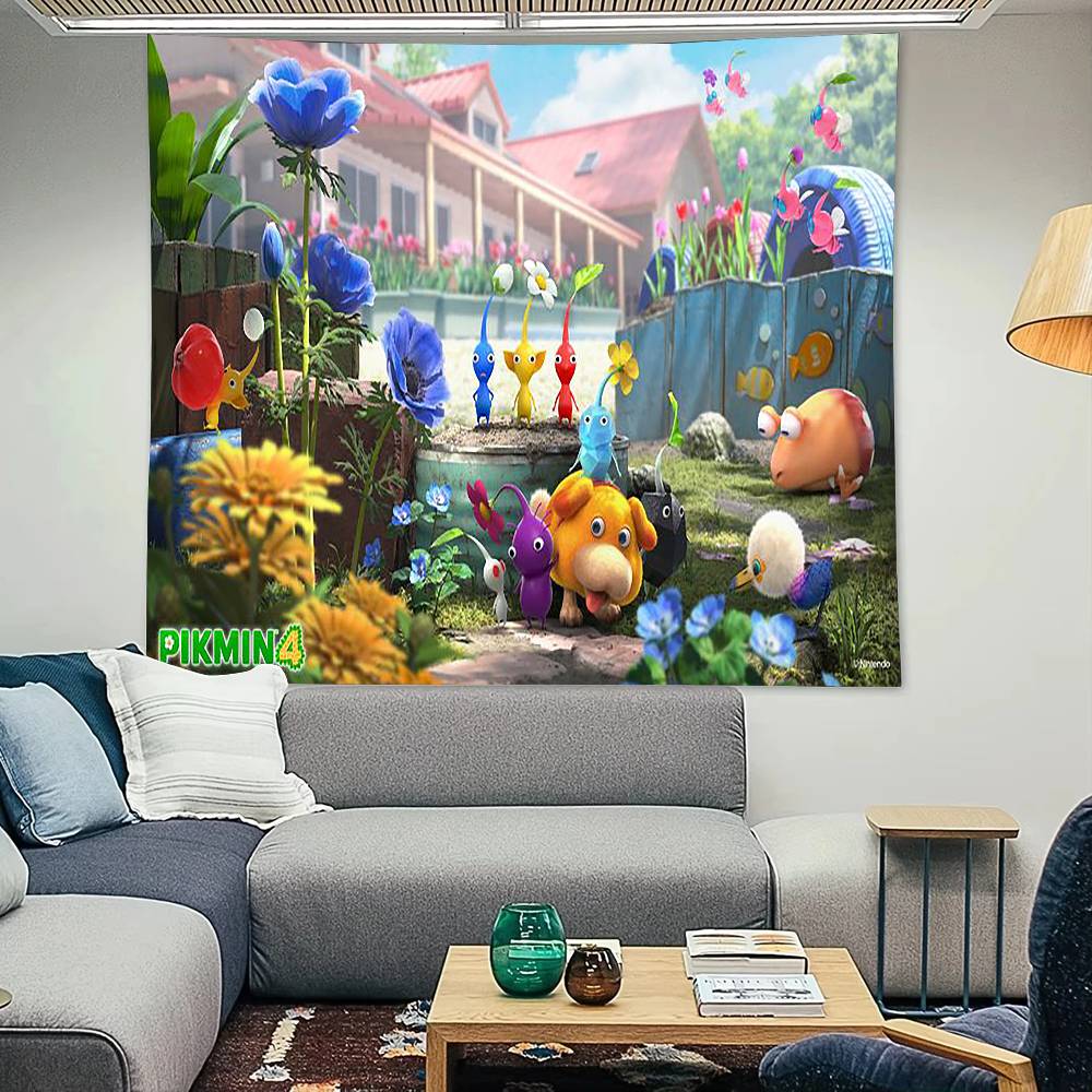 Pikmin 4 Funny Tapestry Decoration Bedroom Dormitory Background Cloth Holiday Home Party Living Room Club Cloth