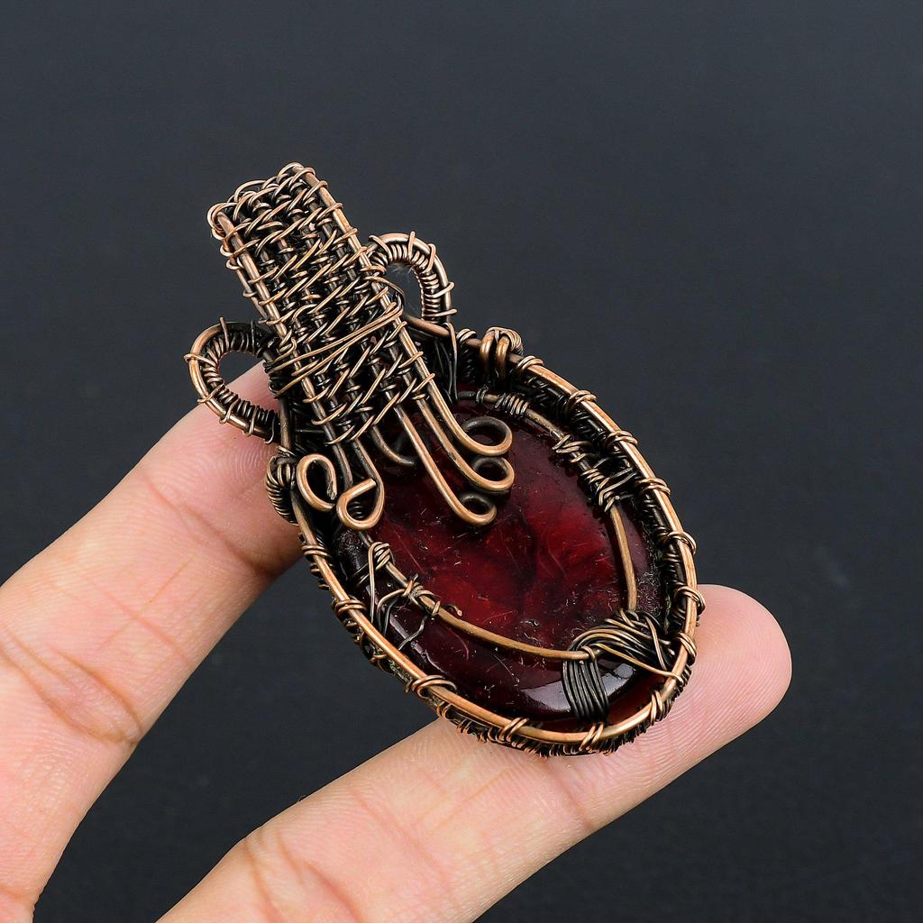 Подвеска из красного лабрадорита, украшение, обернутое медной проволокой 999 пробы, подвеска с драгоценным камнем, ювелирное изделие ручной работы, свадебный подарок