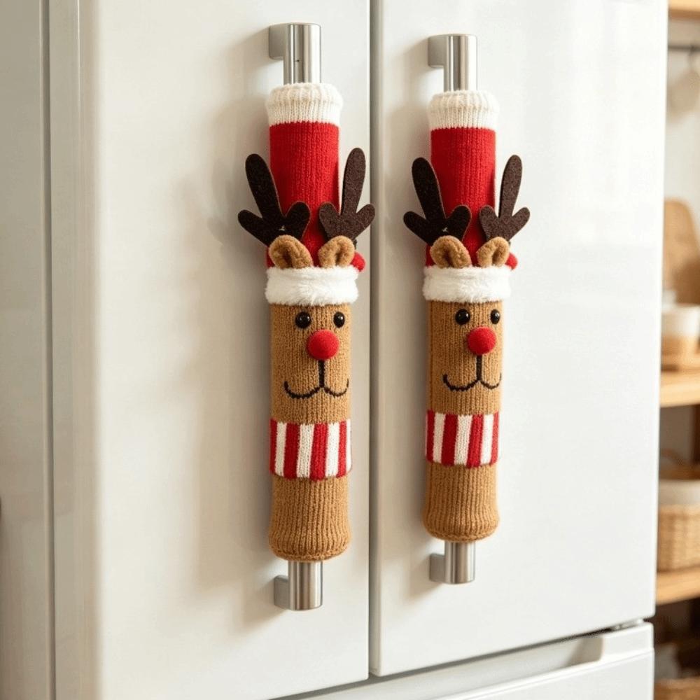 Snowman Refrigerator Door Handle Covers Christmas Microwave Oven Handle Covers Festive Decorative