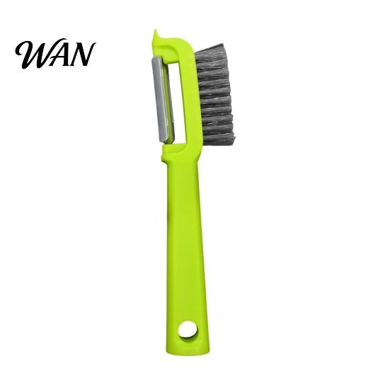 Multi-purpose Kitchen Peeler Vegetable with Brush Stainless Steel Blade Fruit Carrot Cucumber Wide Coverage Ergonomic Grip Gadget for Removing Skin &