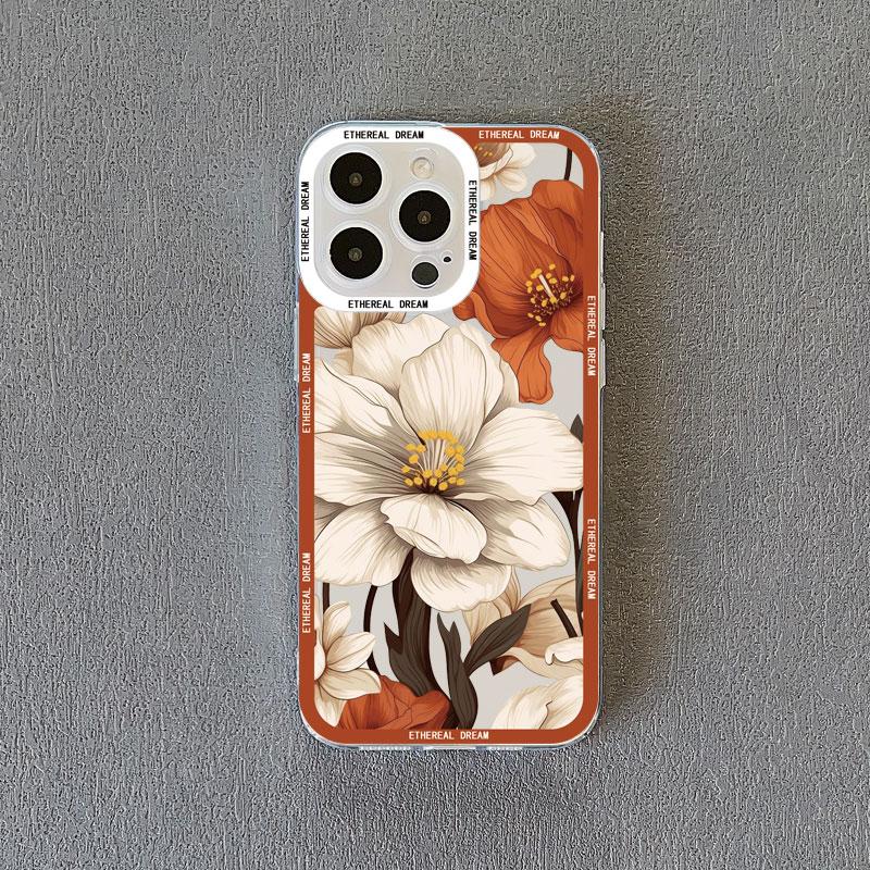 Винтажный прозрачный чехол с цветами для iPhone 15 14 Pro Max 12 11 13 Pro Max 7 8 14 15 Plus SE2 X XR XS, задние крышки с бабочками и растениями