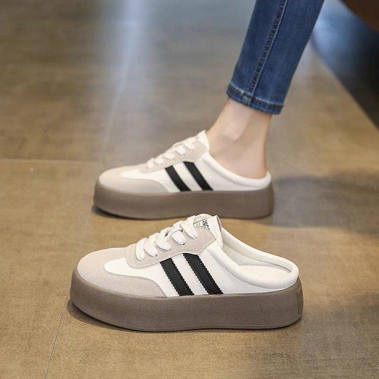 Thick-soled bag head, half slippers, new spring outer wear, German training shoes, half drag, lazy, half support