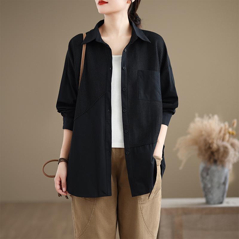 Новые женские блузки больших размеров, пальто, куртки, осенняя винтажная вязаная верхняя одежда, базовая блузка с длинным рукавом и пуговицами