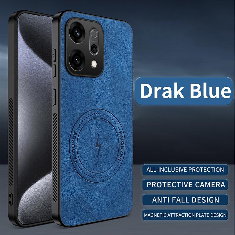 Магнитный чехол для Oppo Reno 14 Pro Reno14 F 14 FS 5G MagSafe Текстурированная кожа наппа из ПУ Силиконовая кожаная задняя крышка Противоударный бампер