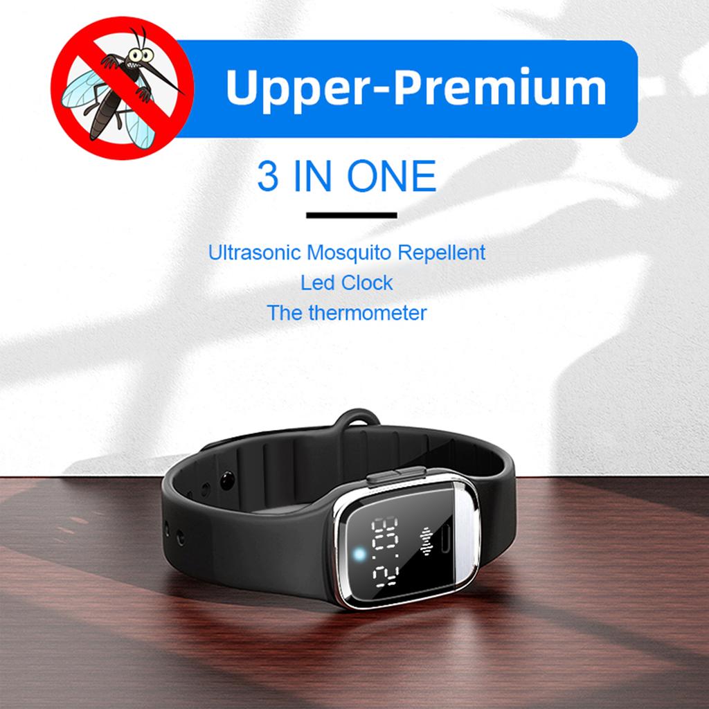 Temperature Measurement Bracelets Ultrasonic Mosquito Repellent Bands Non-Toxic Deet Free Bug